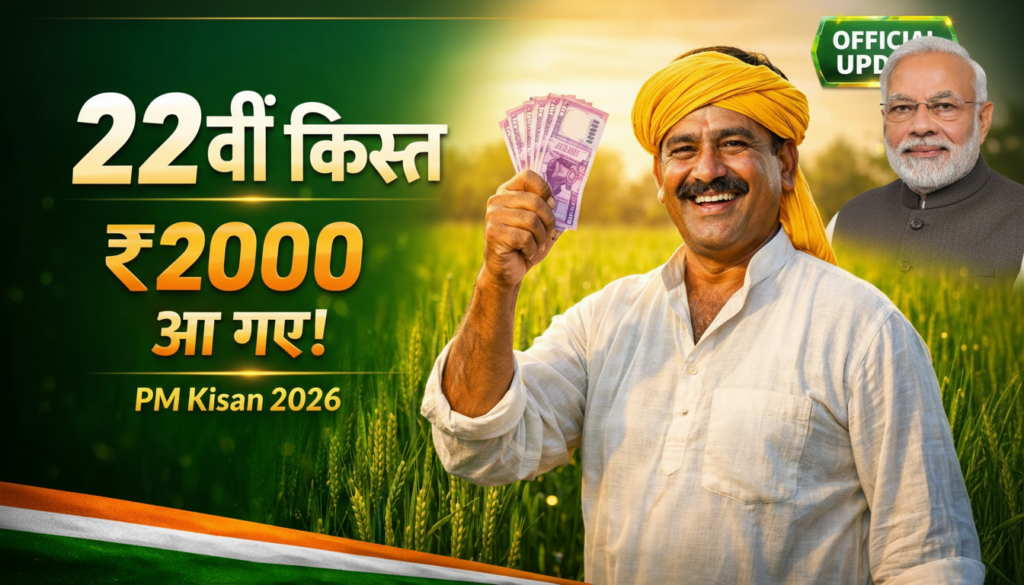 पीएम किसान सम्मान निधि योजना – 22वीं किस्त 2026 | पूरी जानकारी हिंदी में